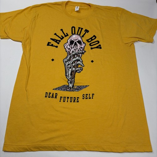 Fall Out Boy Dear Future Self Ice Cream Skull Band Logo Large Yellow T Shirt