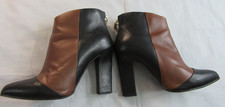 Karen Millen - Size 4 - Black & Brown Leather Ankle Boots - Heel  Zip - 3" Heel