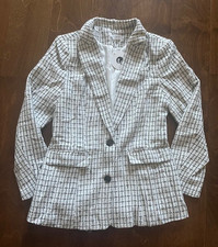 Women's Blazer Career Black White NWT Lined Houndstooth Double Button Size Small
