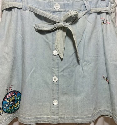 Disney Cinderella Chambray Skirt Woman s Size Lg Gus Jaq Embroidered