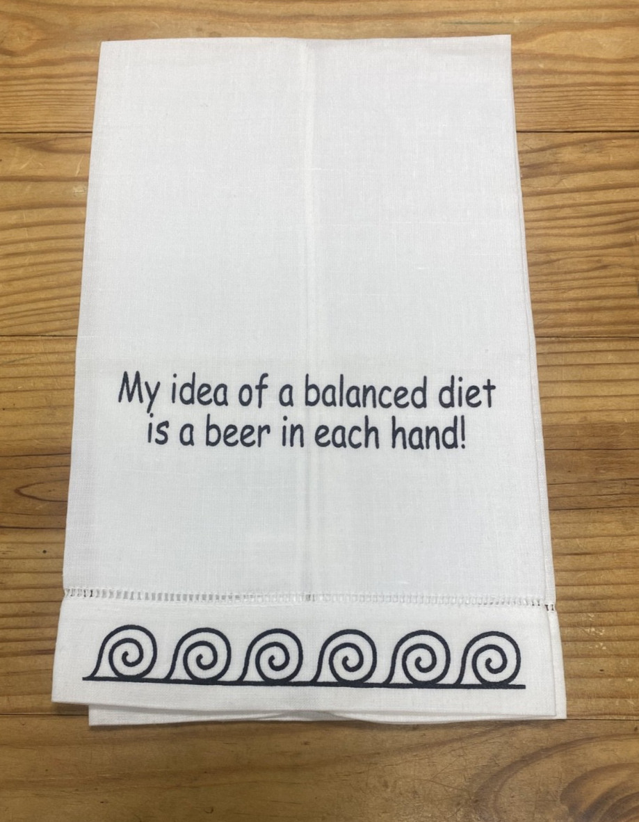 Funny Beer Drink Kitchen Bar Towel Whimsical Humorous Gift