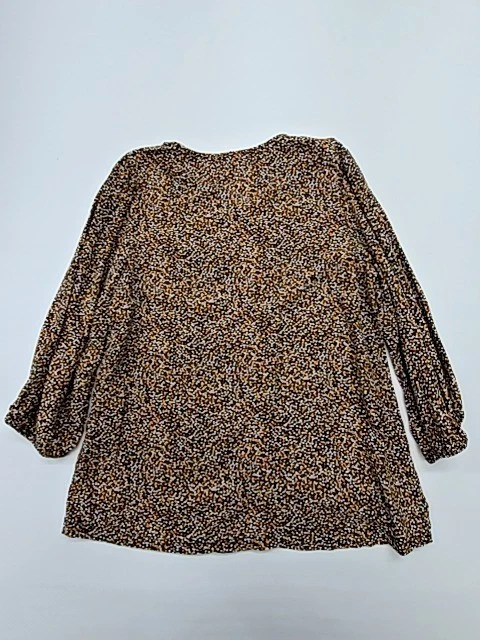 Chemisier tunique marron moucheté G!na pour femme col rond taille M pull ample - Photo 2/4