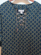 Michael Michael Kors Dress Womens Medium Navy Chain Link Lace Up Tunic Shift
