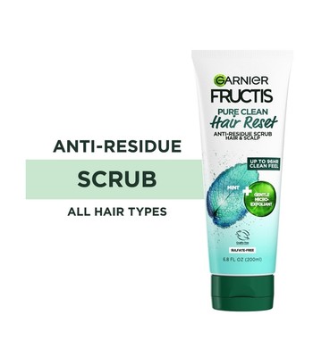 Garnier Fructis Pure Clean Hair Reset Gentle Anti-Residue Scrub, 6.76 fl oz