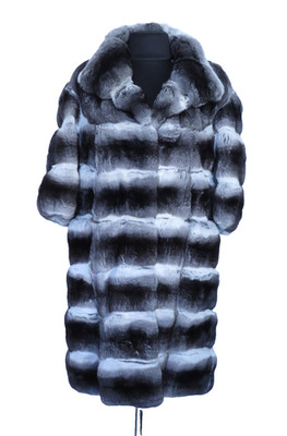 NEW Genuine CHINCHILLA Fur Horizontal Design COAT