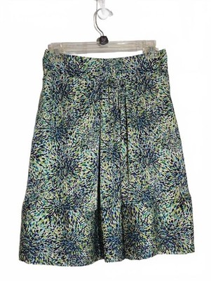 Apostrophe Navy and Green Burst A-Line Skirt Size 2