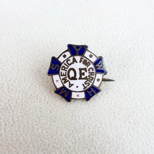 Antique America for Christ Lapel Pin Home Mission Society Enamel QE Evangelist