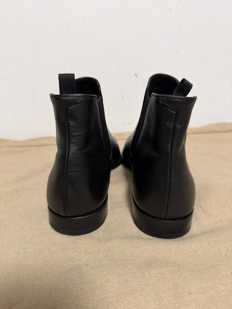 Prada Boots Mens Size 10.5 Black Leather Dress Chelsea Ankle  display picture 2