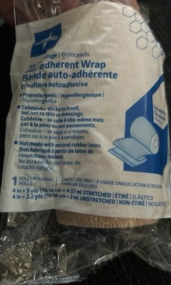 Midline Self Adherent Bandage Wrap 4 Inch x 5 Yds Single Roll In Sealed Package