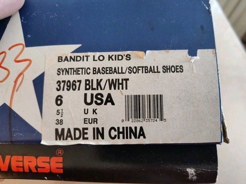 Converse Synthetic Baseball Shoes Size 6 Black White New With Box - Picture 22 of 23