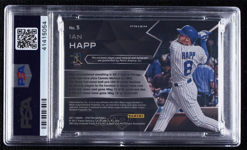 2017 Panini Chronicles Spectra Rookie Jersey Ian Happ #5 PSA 9 MINT Auto RC - Image 2 of 2