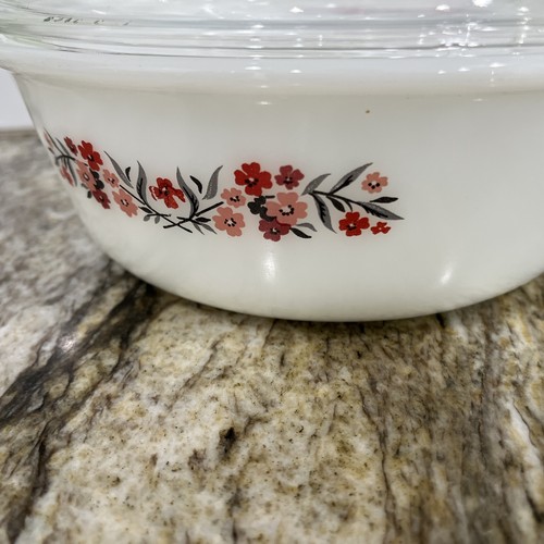 Vintage FIRE KING PRIMROSE Flower Casserole Dish 2 Qt With Pyrex Lid 624C 🇺🇸 - Picture 5 of 24