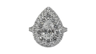 GIA Cert 14K WG 0.50Ct D SI2 Pear Shaped Diamond Engagement Ring Sz 5.5 2.7 dwt