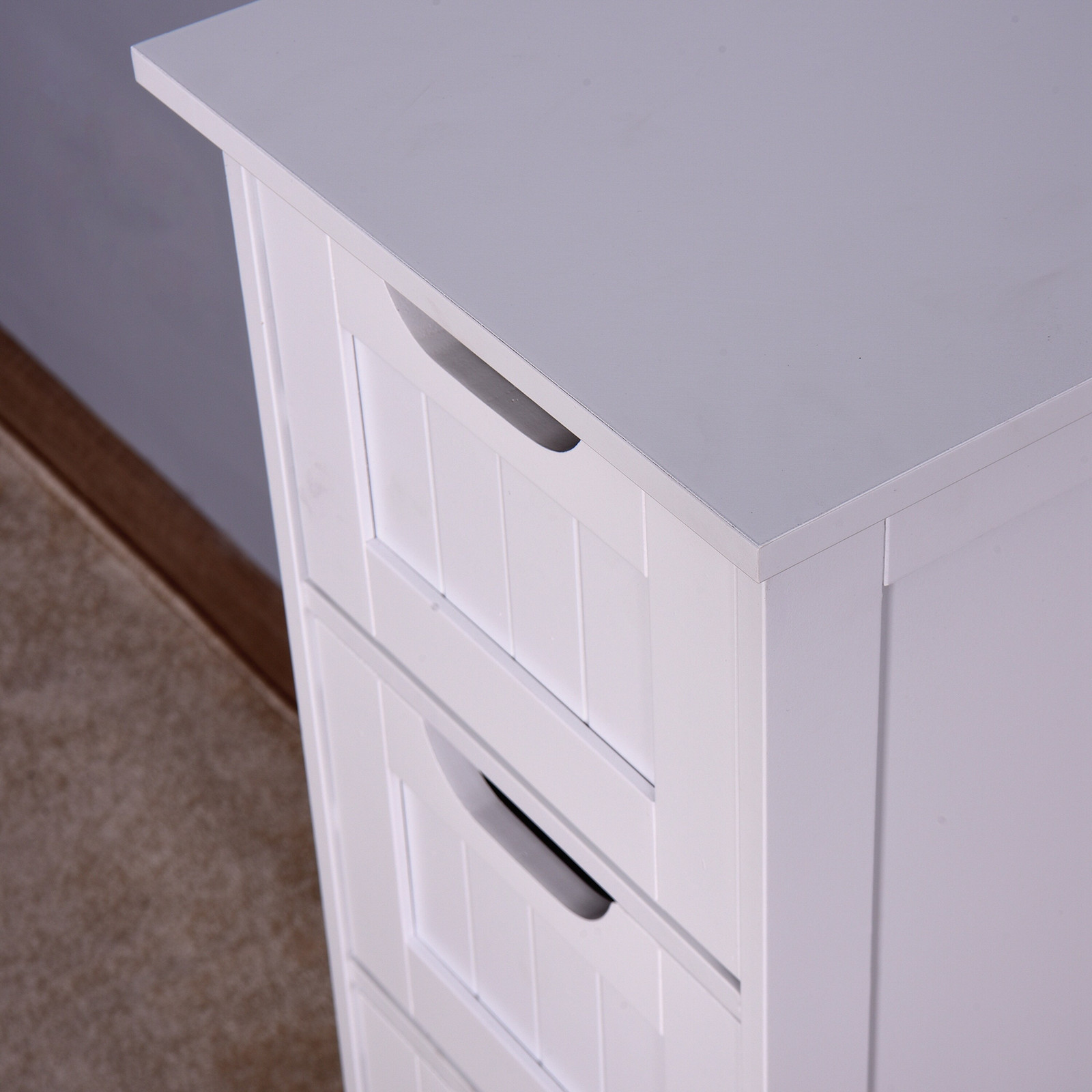 White Bathroom Storage Cabinet, Freestanding Office Cabinet with Drawers