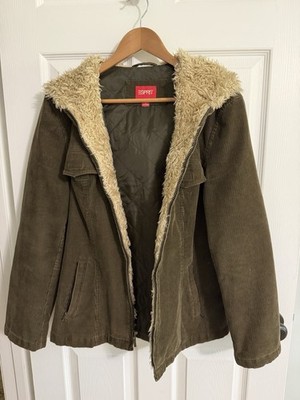 Esprit Women's Vintage 90's/Y2k Shearling Fur Corduroy Jacket Size Medium