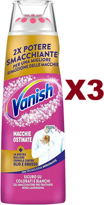3PCS VANISH PRE-TREATMENT GEL FOR WHITE AND COLORED STUBBORN SPOTS 200ML