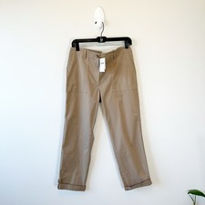 J. Jill Khaki Pants Cuffed Straight Leg Pima Cotton Blend Women  s Size 10 NWT  s