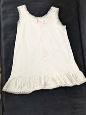Vintage Satin Girl's Nightgown Candy Kane by Imerman Size 6 White with Pink Bow