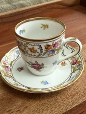 Vtg Schumann "Empress" Dresden Porcelain Floral Demitasse Cup & Saucer