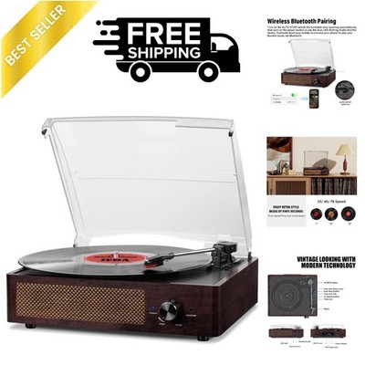 All-in-One Retro Vinyl Record Player with Bluetooth & RCA Outputs - 2 Speakers