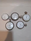 Vintage Antique Waltham Pocket Watch Lot (5) For Parts Or Repairs
