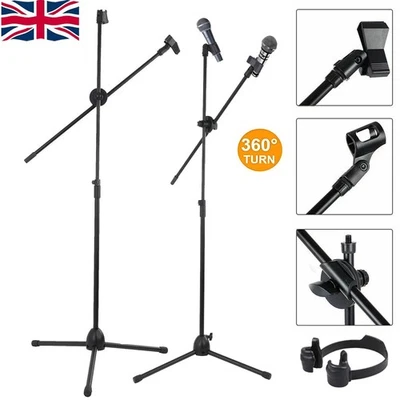 Professional Boom Microphone Mic Stand Holder Adjustable With Free Clips New