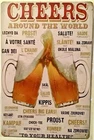 TIN SIGN 8x12 Beer cheers alcohol languages countries world bar liquor (Br4b)