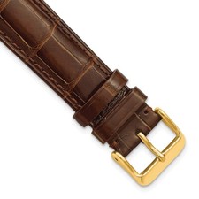 DeBeer 19mm Genuine Alligator Havana Chrono Gold-tone Buckle Watch Band