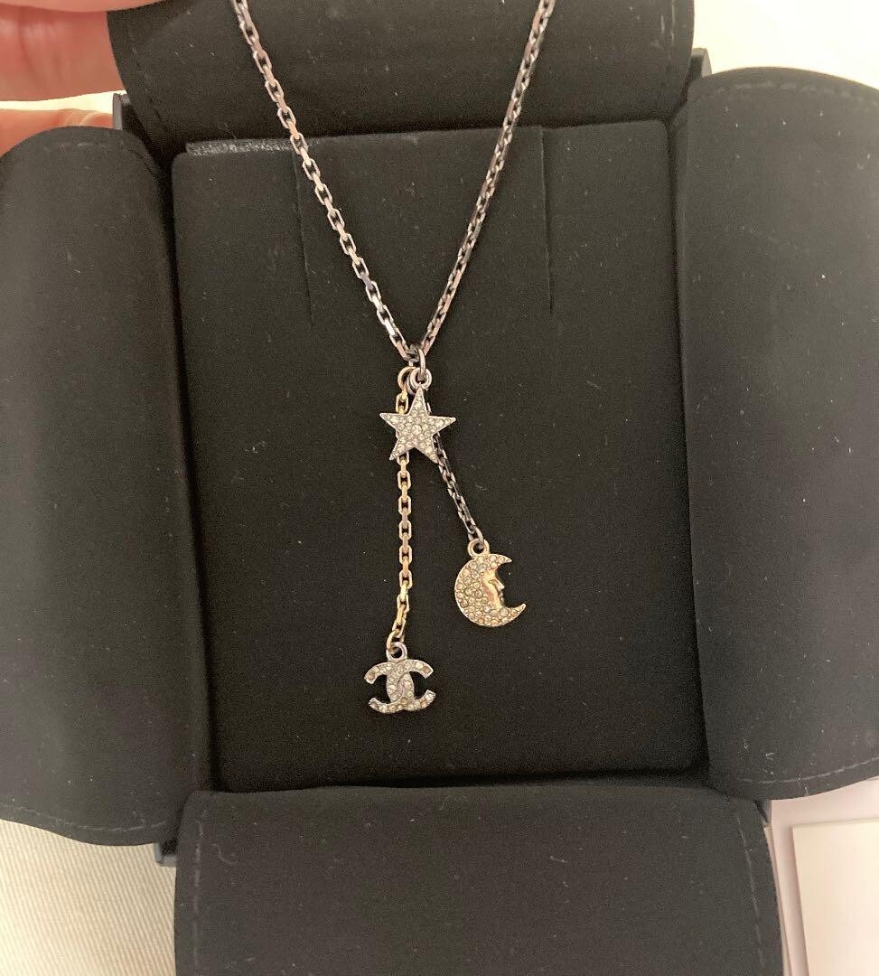 CoCoCHANEL9500円ー9200円 CHANEL Necklace Chain Coco Vintage Rare CC Logo Star Moon Gold | eBay