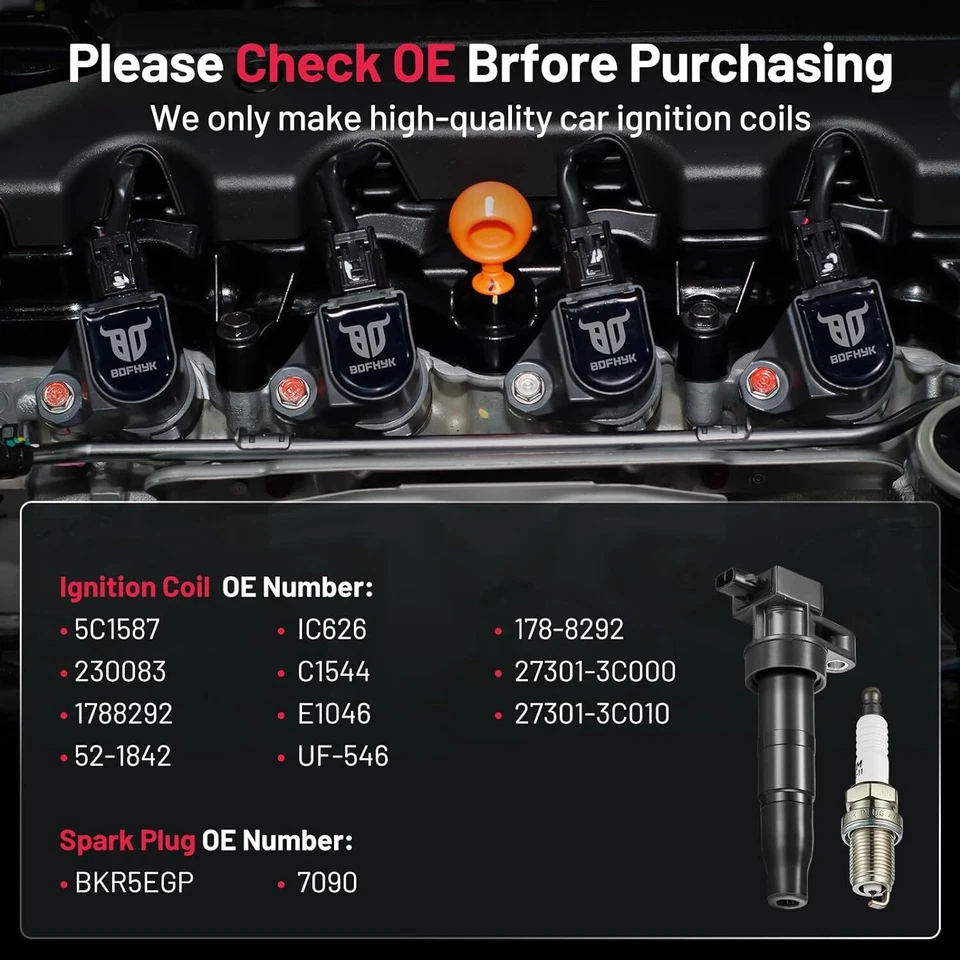 6X High Performance Ignition Bobinas + 6X Spark Plug For Kia Optima Rondo UF Foto 4 de 4