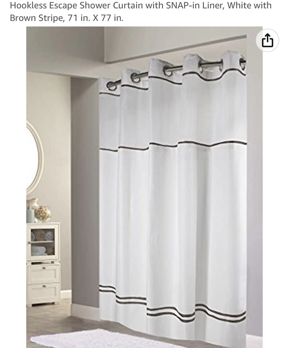 Hookless Monterey 3 in 1 White Shower curtain & Snap On liner