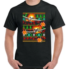 Aircraft Christmas T-Shirt Mens Royal Air Force RAF USAF Aeroplane Airplane Xmas