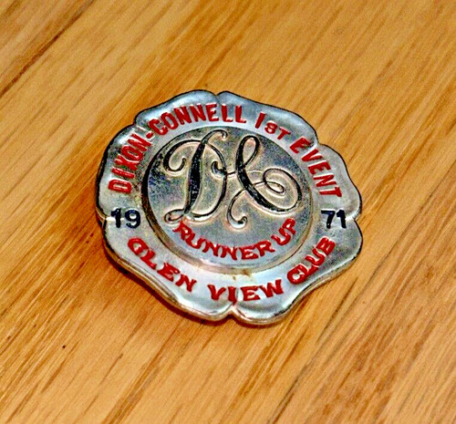 1971 GLENVIEW CURLING CLUB Award Pin DIXON-CONNELL 1st Event RUNNER UP