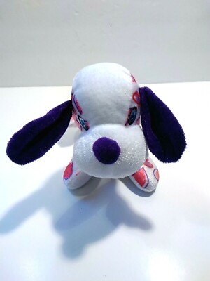 National Prize Toy White Purple Pink Red Hearts Sewn Eyes Plush 8