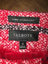 Talbots Red Black Plaid Wool Blend Blazer Jacket Women s Sz 12