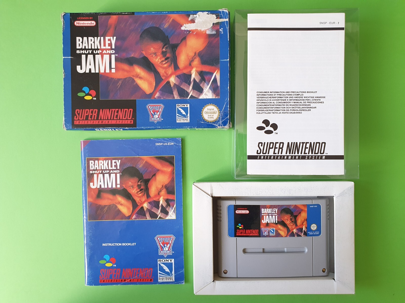 BARKLEY: Shut Up And Jam! / Jeu Super Nintendo SNES EUR / Accolade + Crystal Box