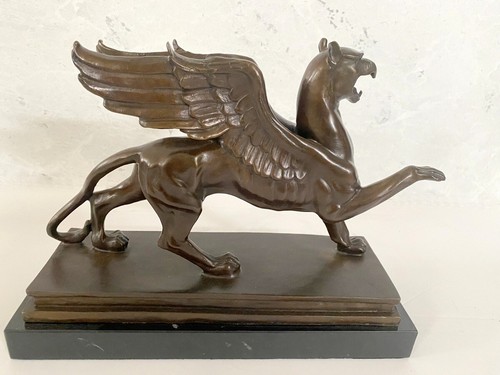 Handgefertigt Bronze Greif von Branitz -Fabelwesen Bronze Figur auf Marmorplatte - Bild 10 von 12