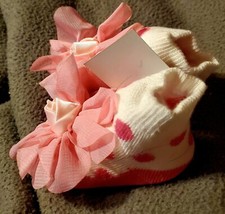 New Pink Newborn Booties Tulle Flower