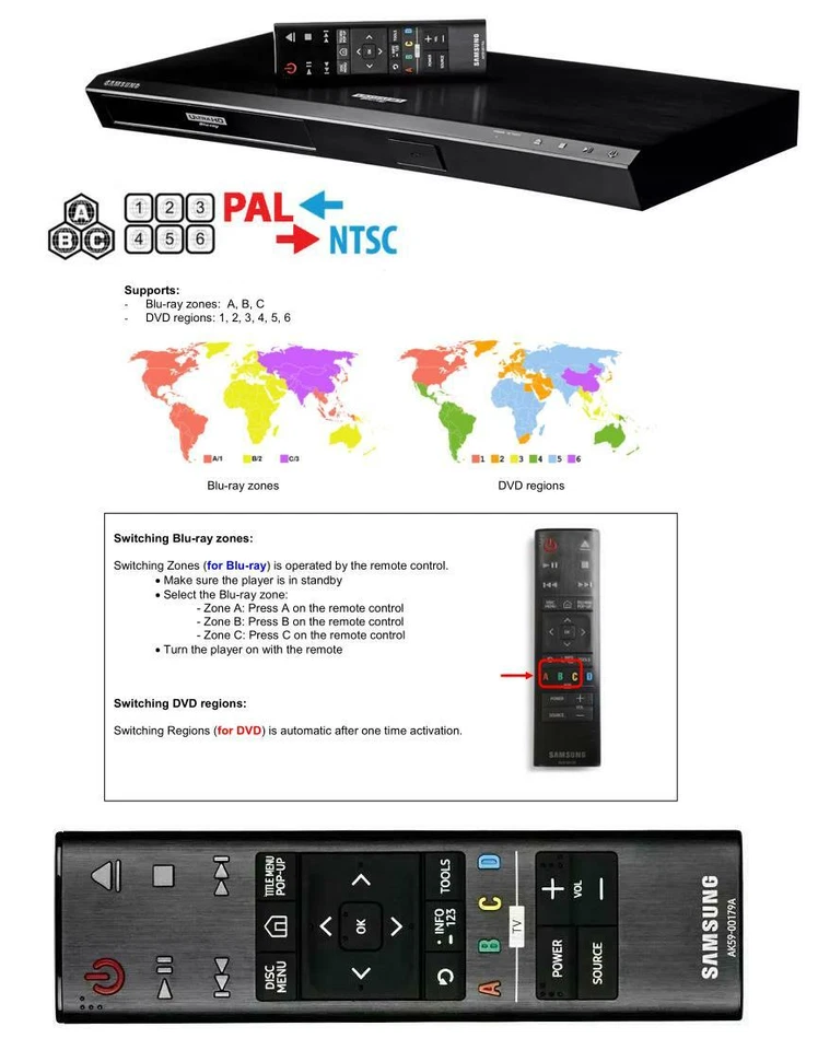 Leitor de disco Blu-ray 3D WIFI ALL Samsung UBD-K8500 4K região livre DVD BD ZONE ABC - Imagem 4 de 4