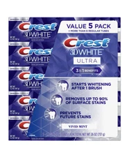 Crest 3D White Advanced Whitening Toothpaste, 5.2 oz, 5-count