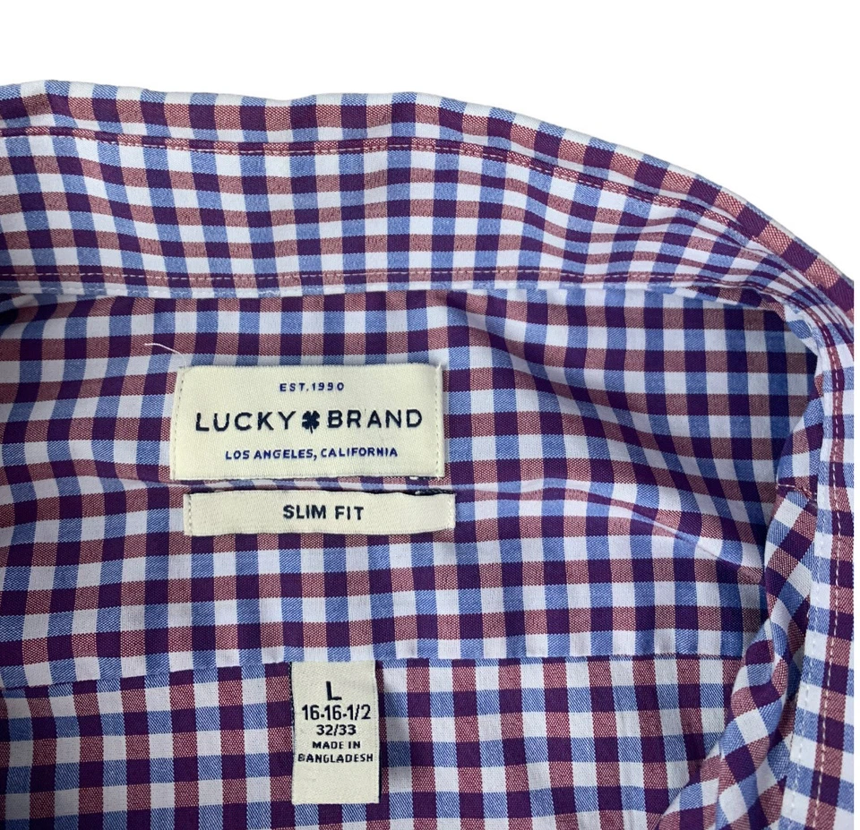 Camisa Lucky Brand Calce Ajustado Manga Larga Abotonada, Talla 16 16 1/2 32-33 Para Hombre L Foto 3 de 4