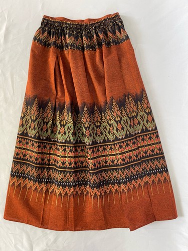 Women Thai Native Long Skit Cotton Thai Printed Pleats Multi-Color Free Size - Picture 175 of 186
