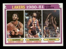 1981-82 TOPPS BASKETBALL #55 LOS ANGELES LAKERS TEAM LEADERS KAREEM ABDUL-JABBAR