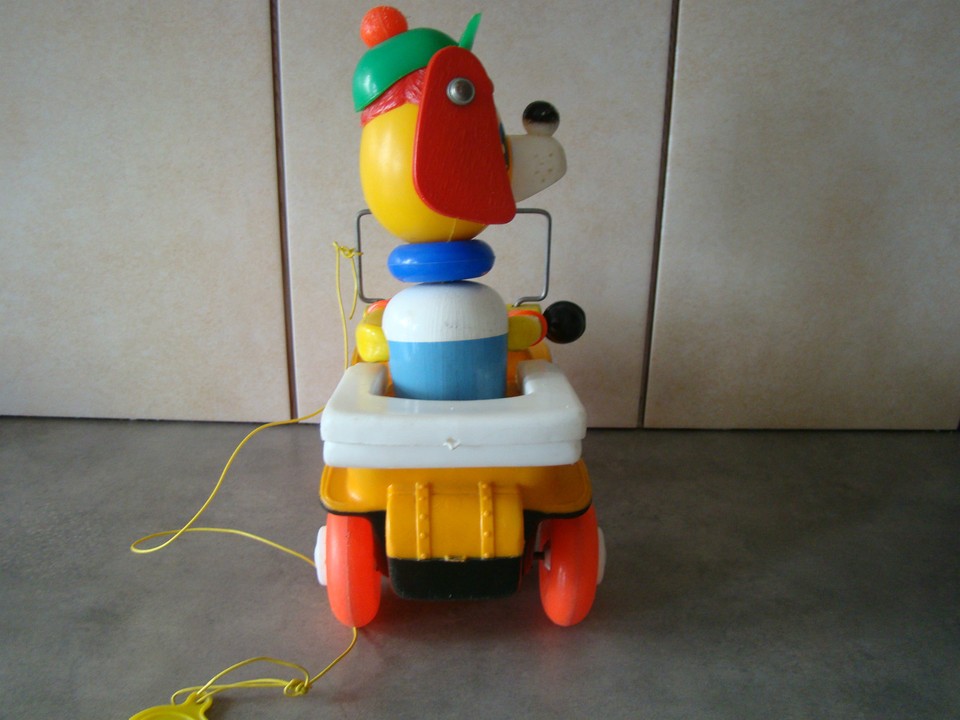 Ancien Jouet à Tirer Vintage Chien Voiture Educalux à Pila Canale 24540376
