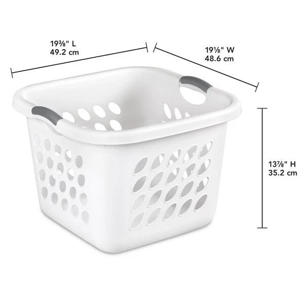 Sterilite 1.5 Bushel Ultr Square Laundry Basket Plastic, White, (Set of 4) 1217 - Image 3 of 4