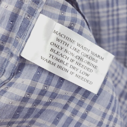 Neiman Marcus Shirt Mens L Blue White Check Xtrim Fit Stretch Classic Button-Up - Picture 7 of 10