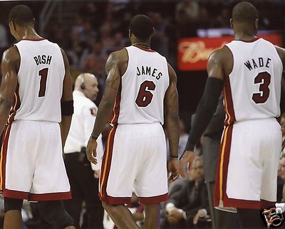 CHRIS BOSH-LEBRON JAMES-DWAYNE WADE MIAMI HEAT 8X10 SPORTS PHOTO (XLT-2) 