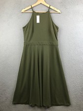 New ANN TAYLOR Shaded Green Halter Flared Skirt MIDI Dress Size 10P