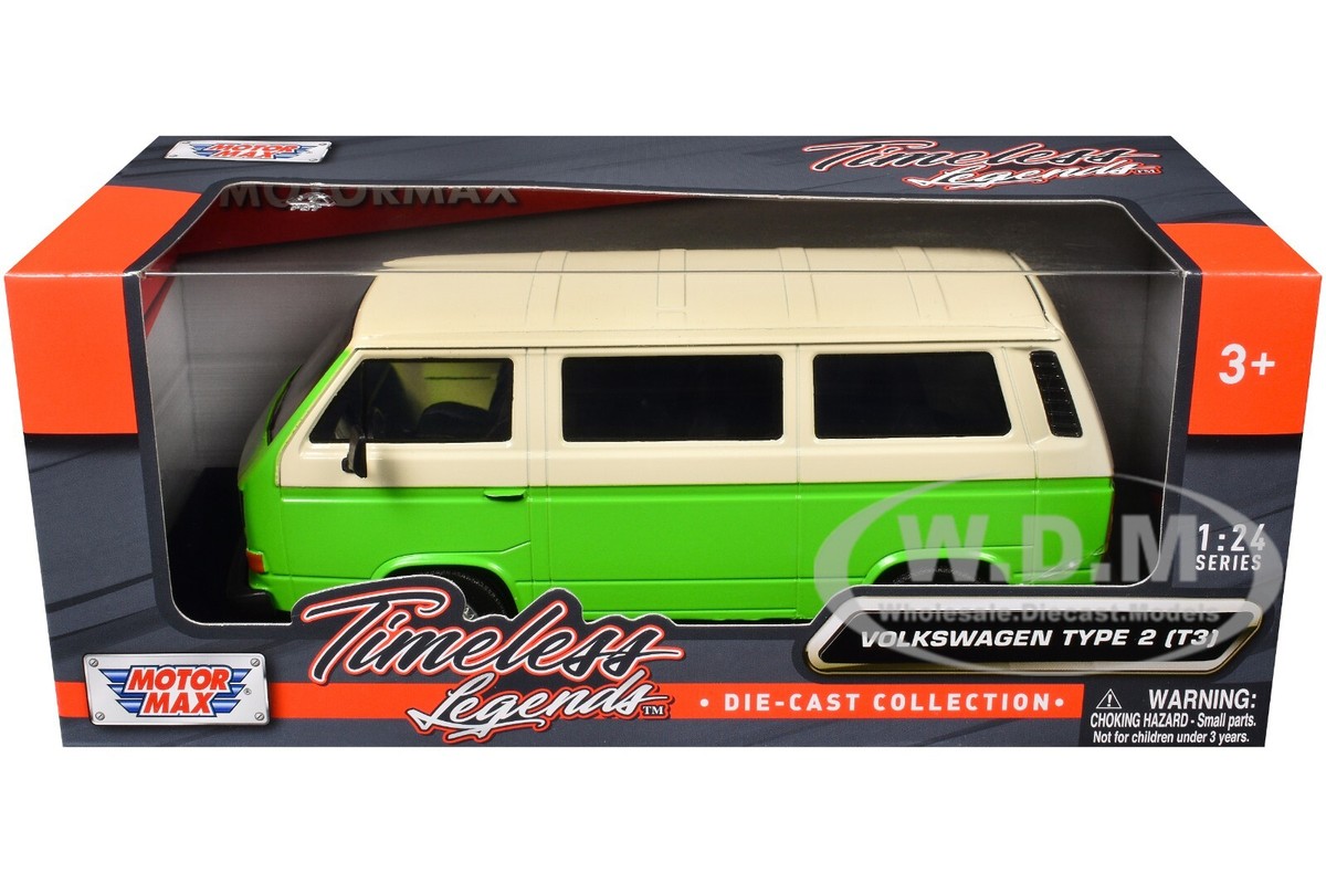 VOLKSWAGEN TYPE 2 (T3) VAN GREEN & BEIGE 1/24 DIECAST MODEL BY