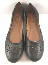 Josef Seibel Black Leather Pippa 29 Perforated Ballet Flats Womens Size EUR 38M